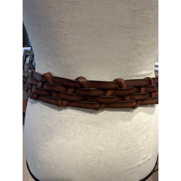 Womens Abercrombie & Fitch Genuine Leather Brown Woven Belt. Size M/L - Picture 2 of 4